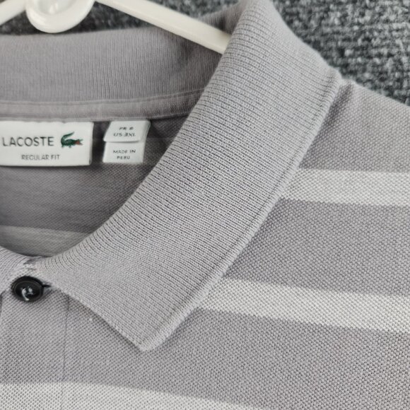 Lacoste Striped Gray Size 3XL (8) Polo Shirt Regular Fit Short Sleeve Peru - Picture 5 of 16
